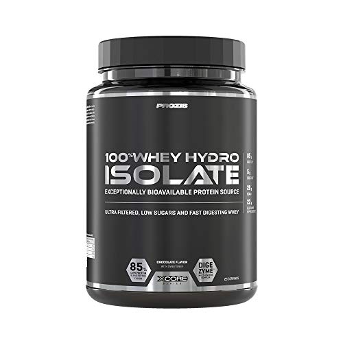 Prozis 100% Whey Hydro Isolate SS 900 g Chocolat Pour le brûlage de graisse, la récupération musculaire et la musculation. Facile à digérer et faible en glucides