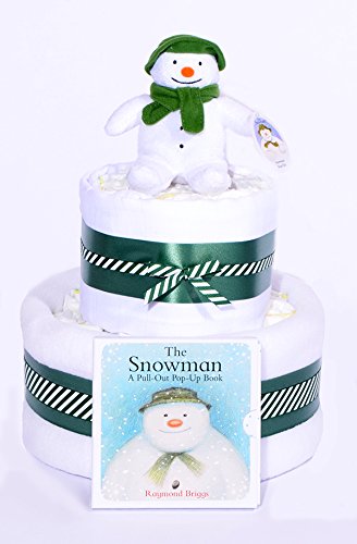 The Snowman Christmas Nappy Cake - Snow Man New Baby Shower hamper Gift Unisex - FAST & FREE DELIVERY!