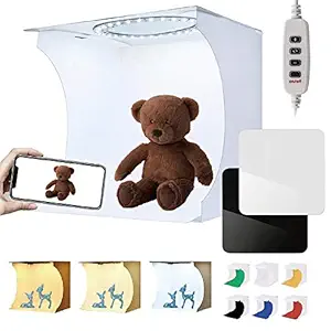 fotoconic Portable LED Light Box Photo Tent with Ring Light Kit, with Black and White Reflection Board