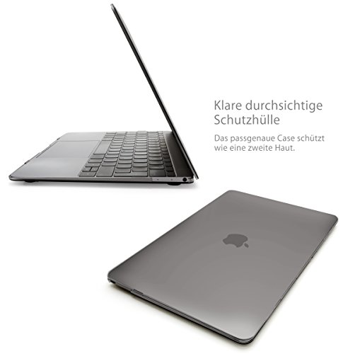 MyGadget MacBook 12 Zoll Retina *Crystal* Case Hülle – Apple Model ab 2015 (A1534) durchsichtige Plastik Tasche Mac Schutzhülle Hartschale Cover in Grau - 2