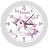  ✿ Kinderwanduhr in 4 Farben ✿ Einhorn Unicorn 1 ✿ Wanduhr ✿ KEIN TICKEN ✿ mit/ohne Name
