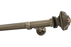 Sento 25mm Metall Gardinenstange Vorhangstange 1-läufig Messing Antik Classic 140 cm (1x140cm) BAROCCO
