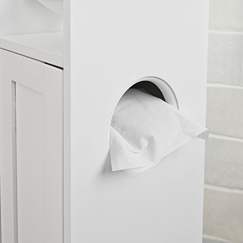 SoBuy® Freistehend weiß Toilettenrollenhalter, Badregal, Standschrank, Seitenschrank, FRG135-W - 4