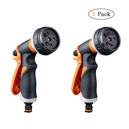 Preisvergleich Produktbild Hehong 2 Pack Gartenschlauch Düse Bewässerung Spray 8 Bewässerungsmuster für Autowaschen, Pflanzenbewässerung, Deck / Boden Reinigung und Duschen Haustiere