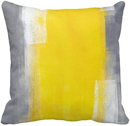 Grey And Yellow Abstract Art Pillow Cover Cotton Pillowcase Cushion Cover 20 X 20