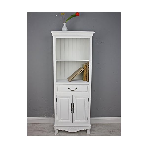 elbmöbel Küchenregal in weiß aus Holz mit Türen im Landhaus-Design