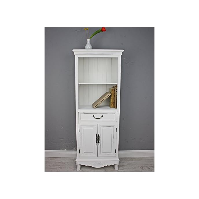 elbmöbel Küchenregal in weiß aus Holz mit Türen im Landhaus-Design