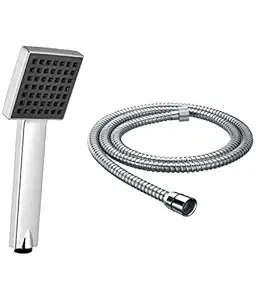 SSS Silver Square Hand Shower with 1.5 M Shower Hose Tube and Hook