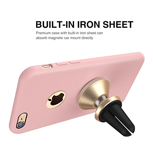 RANVOO [RAINBOW] iPhone 6s /6 Case, Soft Silicone Case, Compatible with Universal Magnetic Car Mount, Pink