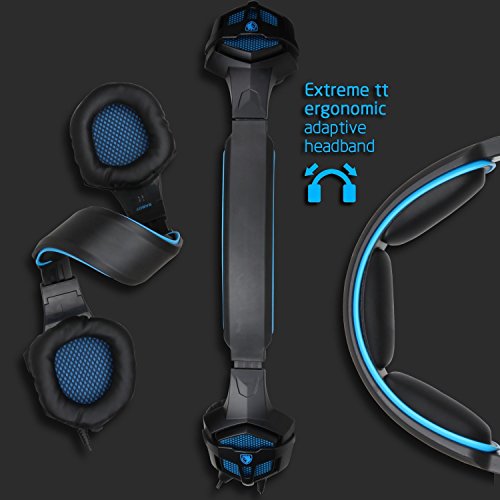 Cascos para Xbox One PS4  Sades SA807 Auriculares Gaming Bajo Envolvente Est  reo con Micr  fono 3 5mm Puerto Compatible PC  MAC  iPad  iPod  iPhone  Laptop Smartphone Negro Azul 