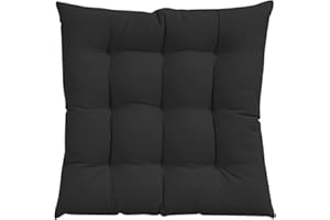 N/S GREATOYAR Cojines para Silla y Asiento, Decoración de Asiento de Jardín Casa Terraza, Cojín Decorativo con Correas de Sujeción, 9 Pespuntes, Fabricado en España, 40 x 40 x 3.5 cm, Pack 1, Negro