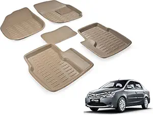 Auto Hub EVA, Plastic 3D Car Floor Mats Compatible for Etios Model : 2011-2017 (Beige).