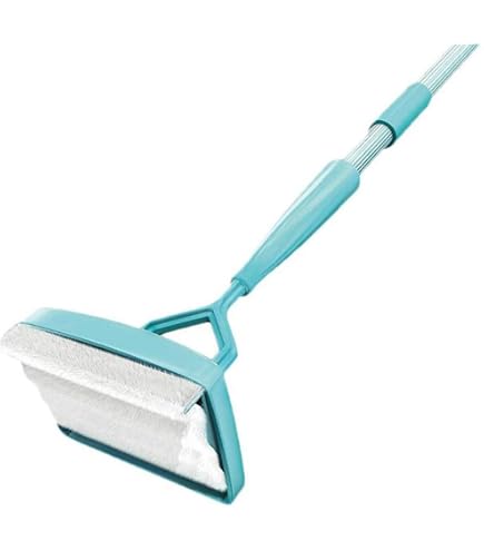 Pulitore per pareti e battiscopa, strumento di pulizia per battiscopa con manico lungo 144,8 cm, mocio per pareti con 5 panni riutilizzabili e spazzola con setole per soffitto, pavimento, finestra