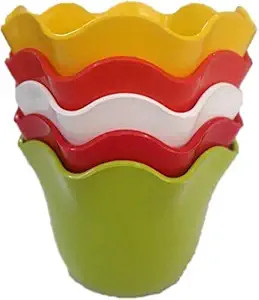 Plastic Pot, Multicolour, 8 cm, 5 Pieces