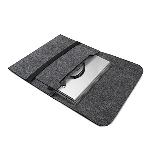kwmobile Laptoptasche Filz Sleeve für Microsoft Surface Book – Notebook Tasche Schutzhülle Laptop Case Hülle in Dunkelgrau mit Innentaschen - 6