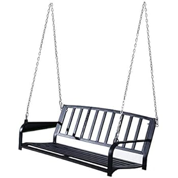 Gartenschaukel Aus Metall 1-Sitzer - Hollywoodschaukel In Schwarz Für Garten & Terrasse