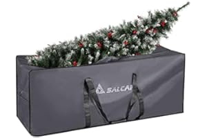SALCAR Sacca per Albero Artificiale, Custodia albero di natale Fino a 1,8m / 2,1m / 2,4m, Resistente Impermeabile Anti-Strappo, Antipolvere può Contenere Decorazioni Natalizie, 130cm, Grau
