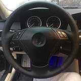 Materialtyp: Echtes Leder GXDHOME Auto Lenkradbezug, Schwarz Echtes Leder Handgenäht Auto Lenkradbezug Für BMW 525i 525 Li Alt E60 Custom Spezial Autogriff (Color : Blue Red Thread)