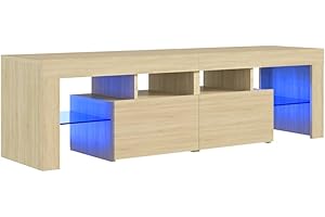 vidaXL Armario TV con Luces LED Soporte Muebles Aparador Estante Salón Sala de Estar Decoración Entretenimiento Roble Sonoma 140x36,5x40 cm