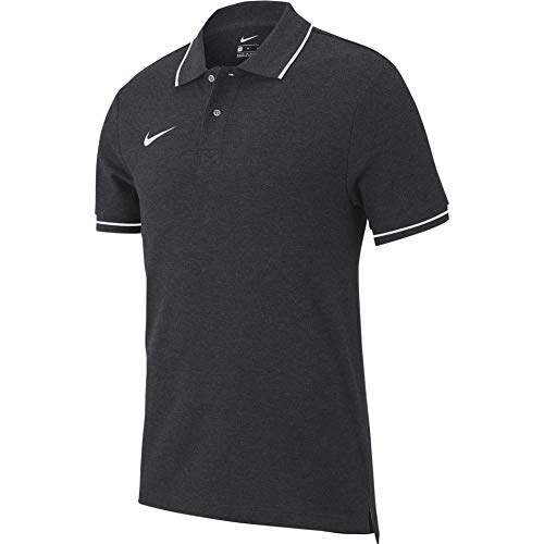 Nike M TM CLUB19 SS Polo Shirt, Hombre, Charcoal Heathr/(White), L