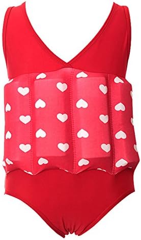 Kids Swimsuits Detachable Swimwear Siamese Swimming Training Kids Swimming Float Suits（2X-Large hearts hearts）