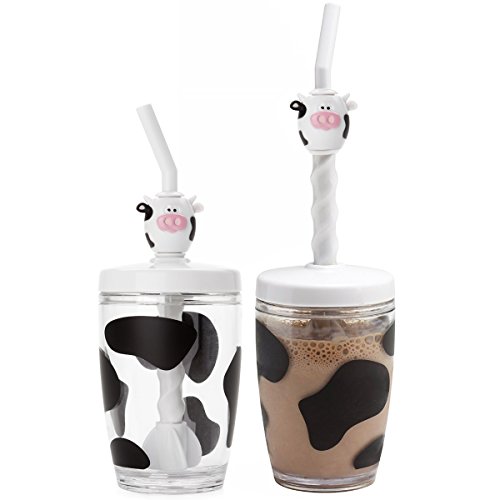 Muh-Muh-Mixbecher, mit Strohhalm, in Kuh-Design, für Kinder, 250 ml