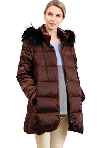 Sweet Mommy Waist Bow Fur Hood Down Maternity and Babywearing Mother Coat LLBR