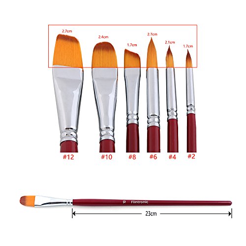 Flintronic Pinsel-Set Künstlerpinsel,Ölmalpinsel Acrylpinsel Verschiedene Größe, für Acrylfarben oder Aquarellfarben, 6 Stück - 2