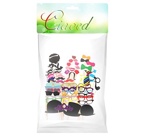 Ciaoed Photo Booth Props aus Holz A Stock auf, Foto Fotoautomat Props für Weihnachten Hochzeit Geburtstag Party -58pcs - 3