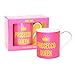 Produktbild Prosecco Queen Großer Kaffee Tee Tasse Rosa Fine China Geschenkbox Microwelle Safe