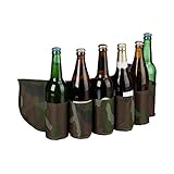 Relaxdays Sixpack, For 6 Cans Or Bottles, 0.2-0.5 L, Beer Holding Camouflage Belt, Adjustable, Green/Brown, 16.5 x 61 x .5 cm