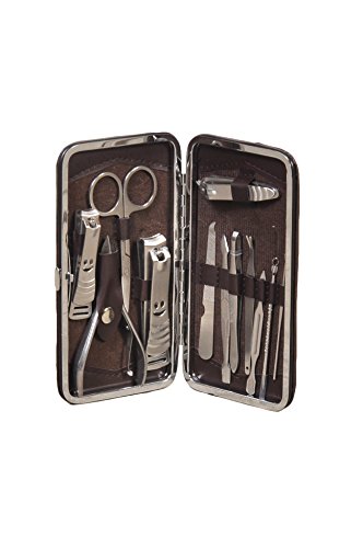 Tech Traders Nagelpflegeset für Maniküre / Pediküre, hochwertig, Edelstahl, Ohrlöffel, Nagelknipser, Nagelzange, Nagelschere, Herren / Damen, 12 Teile - 3