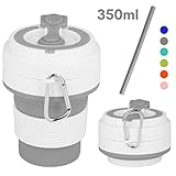 DISEÑO COLAPSIBLE EN FORMA DE ANILLO ÚNICO: El cuerpo plegable de la copa puede ser más pequeño al presionarlo ligeramente, ahorrar espacio y fácil de transportar. El gancho en forma de D se puede colgar en una mochila para hacer caminatas, acampar y montar a caballo