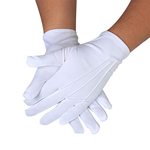 Preisvergleich Produktbild MCLseller weiße Handschuhe, kurz, Satin-Handschuhe, Handgelenklänge, Arbeitshandschuhe, Vollfinger, leicht, für Honor Guard Hände Schutz Kellner Etiquette Empfang, Wie abgebildet, 23x8cm