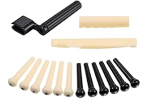MenYiYDS - 15 Stück Gitarrenstegstifte, mit Knochengitarrensätteln und kompensierten Gitarrenstiften, Gitarrenstegsättel für klassische Gitarren und Akustikgitarren