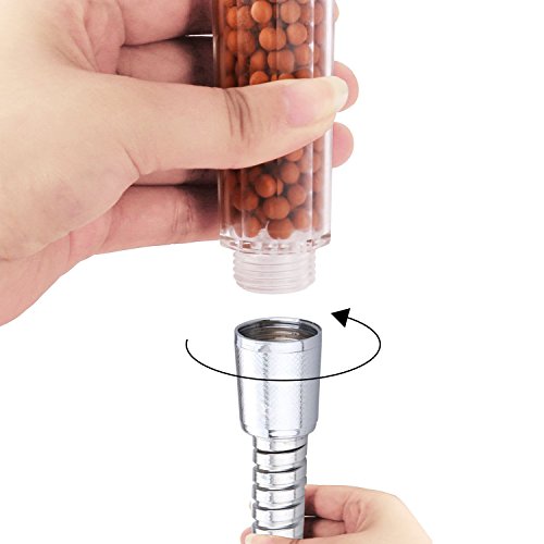 Feaglo Filtereinsatz, 30 % Wassereinsparung Wasserfiltration für Handbrause, Universal-Duschkomponenten 3-Wege-Sprüh-Handbrause lonenfilter Hoher Druck Wassersparend mit Edelstahl-Schlauch - 7