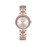 longqi Strass verziert bicolor Steel Band Damen-Armbanduhr einfach Zifferblatt Frauen Armbanduhr