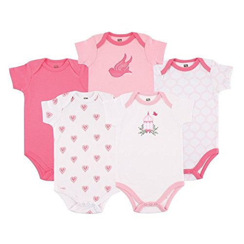 Luvable Friends Hanging 5 Pack Bodysuits Vests (3-6 Months, Paris Pink)