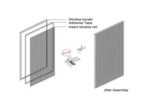 FISTE Fenster Insektenschutz Netz Mesh, 2 Stück 1,3 x 1,5 m Insekt Mosquito Tür Netz magnetisch Klett Tape weiß - 4