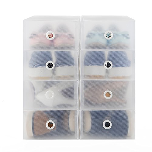 Schuhbox Set 6x Schuhboxen Stapelbar Transparent Schuhkasten Schuhkarton Schuhschachtel Aufbewahrungsboxen Schuhaufbewahrung Schuhaufbewahrungsboxen Schubladen Multizweck L30xB18xH10cm - 9