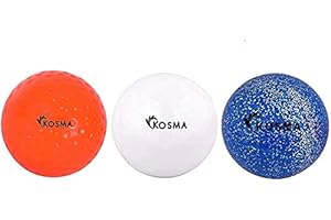 Kosma Set of 3Pc Hockey Balls | Outdoor Sports Practice Training Balls (Orange Dimple, Blue glitter, White smooth)