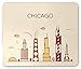 Produktbild WYICPLO Chicago Skyline Mouse Pad, Hand Drawn Style American Town with Historical and Famous Buildings Print, Standard Size Rectangle Non-Slip Rubber Mousepad, Multicolor