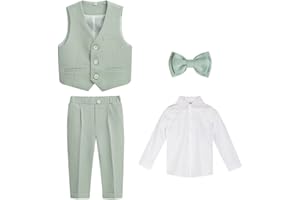 GUOCU 4/5/6 TLG Jungen Anzug Set,Kleine Jungen Frühling Formeller Kleidung Set Kinder Smoking Gentleman Outfits Festliche Hochzeit Anzüge Party Taufe Zweireihiger Kinderanzug Bekleidungsset