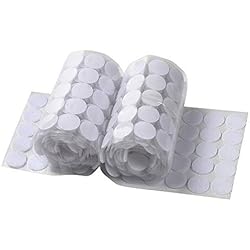 ATPWONZ 250 Pares Velcro Redondo Monedas Pegajoso Monedas Puntos Adhesivos Cintas Autoadhesivo de Velcro Adhesivo(Blanco)