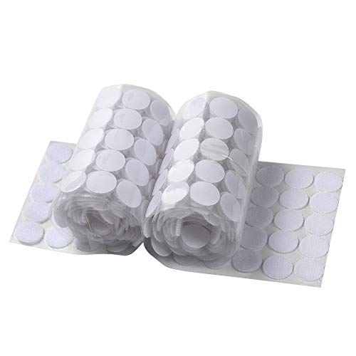 ATPWONZ 250 Pares Velcro Redondo Monedas Pegajoso Monedas Puntos Adhesivos Cintas Autoadhesivo de Velcro Adhesivo(Blanco)