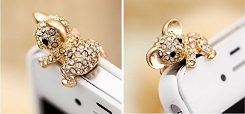 Handyschmuck, Koala, Gold, Strass, für alle Geräte mit 3,5 mm Stecker, Dust Plug Strass bling bling, 3,5 mm Stecker, wadle-shop ®