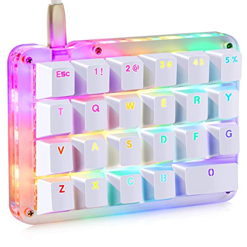 Teclado mecánico macro con una sola mano, mini teclado de juego mecánico portátil con una sola mano, 23 teclas totalmente programables Nero - 23 tasti - Interruttori rosso - retroilluminato RGB