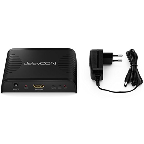 deleyCON HDMI zu SCART Konverter 1080p FULL HD HDMI SCART Wandler HDMI Eingang zu SCART Ausgang Composite Video PAL / NTSC 16:9 / 4:3 - 6