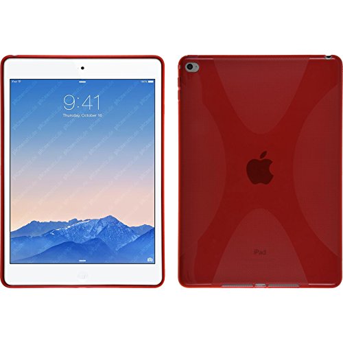 PhoneNatic Case für Apple iPad Air 2 Hülle Silikon rot X-Style Cover iPad Air 2 Tasche + 2 Schutzfolien