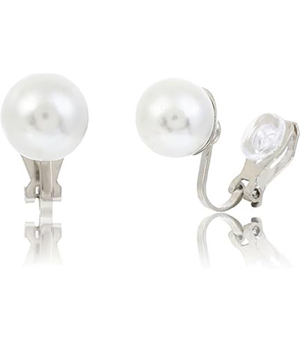Orecchini A Clip Da Donna Con Perle E Cristalli - Non Forati, Placcati Oro Bianco 18K, Confezione Regalo, Eleganti